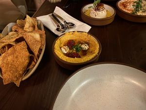 Delish dips - hummus, ricotta & pumpkin   at Anixi in New York City