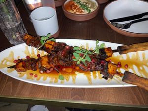 Mushroom/tofu kabob at Anixi in New York City