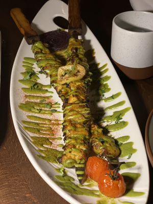 “Chicken” skewers  at Anixi in New York City