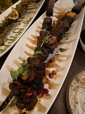Tofu and mushroom skewers   at Anixi in New York City