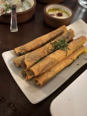 Lamb cigars. Our least favorite entree, but still very good  at Anixi in New York City