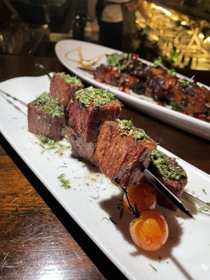 Vegan steak kabobs  at Anixi in New York City