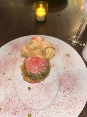 Raspberry pistachio baklava   at Anixi in New York City