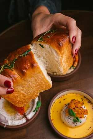 Layered Herb Bread with Dip Mezze at Anixi in New York City