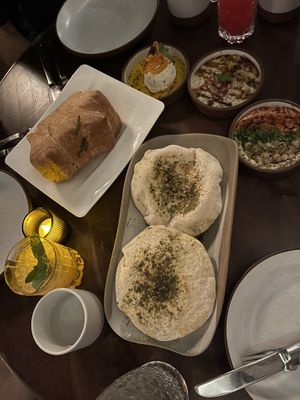 Dips, herb bread, pita  at Anixi in New York City