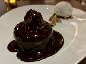 Date cake with vanilla ice cream  at Anixi in New York City