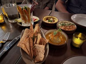 3 Dip Mezze w/ GF Rosemary Crackers + Crudité  at Anixi in New York City
