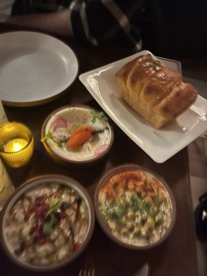 3 share dips the bread was bomb   at Anixi in New York City