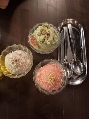 The tahini ice cream was the best thing all night   at Anixi in New York City