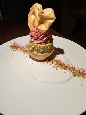 Raspberry and Pistachio Baklava Cheesecake   at Anixi in New York City
