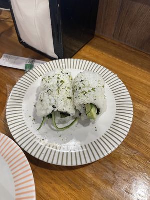 Cucumber avo sushi  at Brown Rice in Noosaville