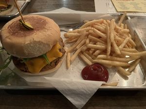 Burger and fries  at Proper Brewing & Burger Co in Moab