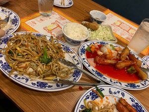 veggie drummies, sweet & sour chx, veggie lo meinnn at Guilin Chinese Restaurant in Tucson