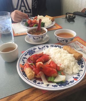 General Tso and Sweet & Sour Veggie Chicken, as well as the Hot and Sour soup at Guilin Chinese Restaurant in Tucson