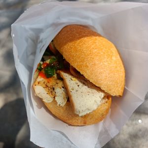 Vegan tofu banh mi at Rossie Banhmi in Hawthorn