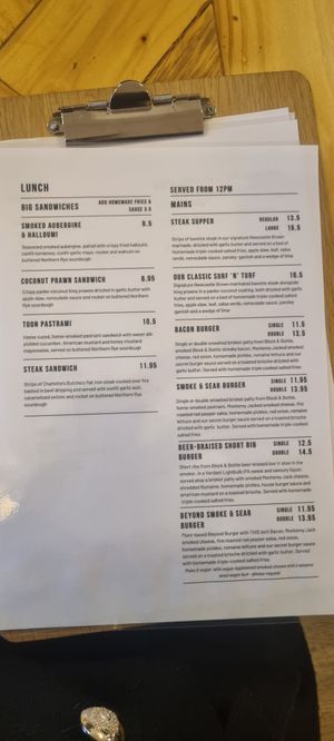 Lunch menu at Smoke & Sear Kitchen in Newcastle Upon Tyne