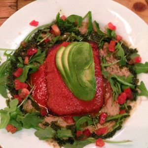 one of the best meals of my life! quinoa cake! at Le Pain Quotidien in Newport Beach