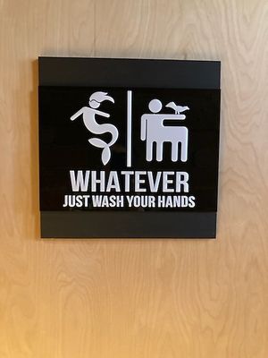 Bathroom door at Boom's Pizza in Lakewood