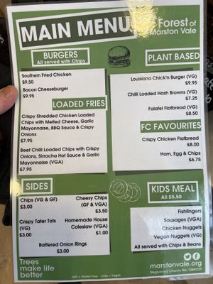 Menu  at The Forest Centre & Millennium Country Park in Bedford