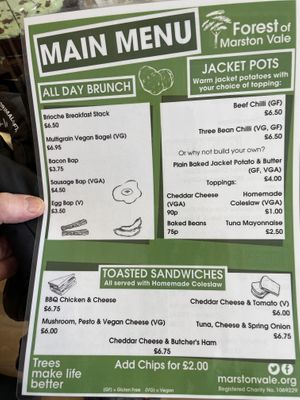 Menu  at The Forest Centre & Millennium Country Park in Bedford
