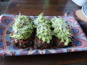 Avocado & tomato on lentil bread 🌱💚 at La Casita Jardín in Altea