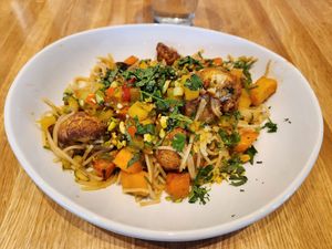 Thai cauliflower quinoa pasta at Silver Diner  in Washington