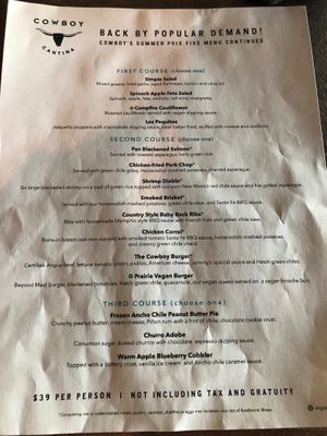 Cowboy's Summer Prix Fixe Menu $39 at Cowboy Cantina in Rancho Mirage