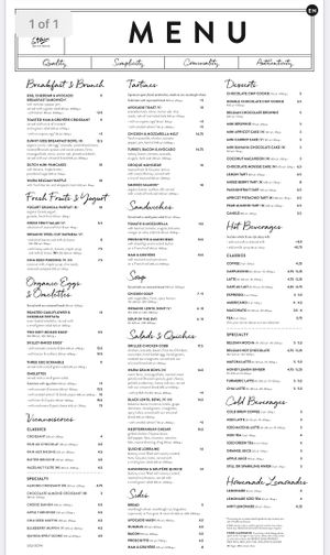 Menu  at Le Pain Quotidien - P St in Washington