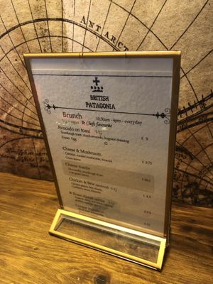 Their brunch menu.  at British Patagonia in North London