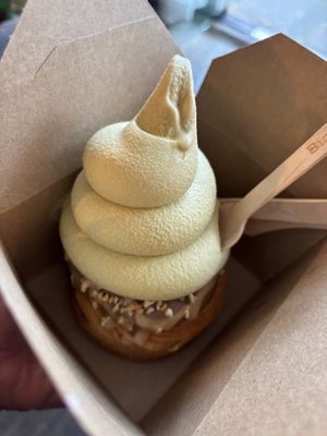 Take away Ferrero Roche croissant with pistachio ice cream    at British Patagonia in North London