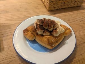 Vegan tiramisu croissant at British Patagonia in North London