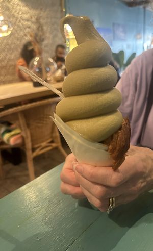 Pistachio croissant cone   at British Patagonia in North London
