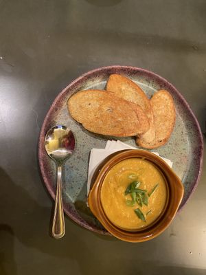 Soup and bread   at Plantasia Eatery in Flagstaff