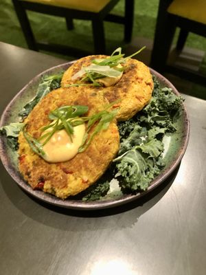 Crabless cakes   at Plantasia Eatery in Flagstaff