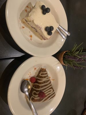 Lemon blueberry cake and carrot cake  at Plantasia Eatery in Flagstaff
