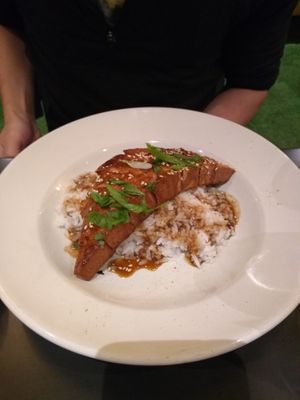 Tofu salmon was yummy, but quite expensive  at Plantasia Eatery in Flagstaff