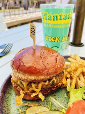 House made Veggie burger. Delicious✨  at Plantasia Eatery in Flagstaff