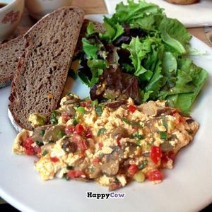 Organic Tofu Scramble with soy cheese, tomatoes and mushrooms. Gluten free bread at Le Pain Quotidien - Pennsylvania Ave in Washington