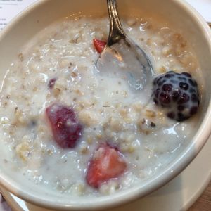 oatmeal with berries  at Le Pain Quotidien - F St in Washington