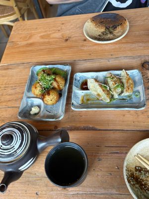 veggie takoyaki and gyoza at Tokoton Ramen in South East London