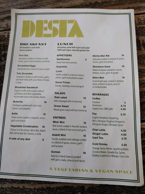 Everything is vegan except the egg breakfast. at Desta in Oakland