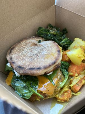 english muffin breakfast sandwich   at Desta in Oakland