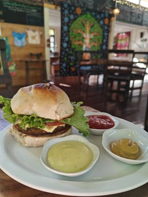 Rock Star Artisanal Burger & Homemade Vegan Mayo at Cafe-Bazar OM - temporarily closed in Monteverde