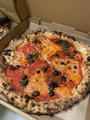 Romana with my own vegan cheese  at True Love Pizza in Salt Spring Island