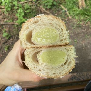 Cross section of Pistachio Croissant  at Veganer Göing - Jakobistr in Hannover
