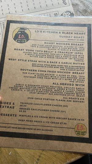   at LD's Kitchen - The Black Heart in North West London