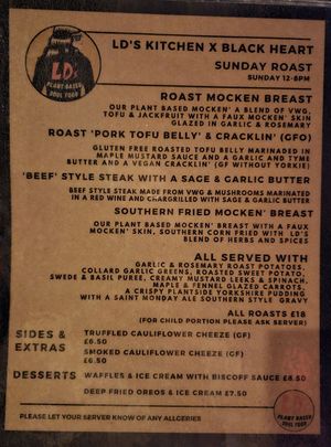  at LD's Kitchen - The Black Heart in North West London