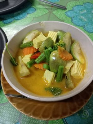 Red curry vegan tofu at Kiwi Orchid in Ranong