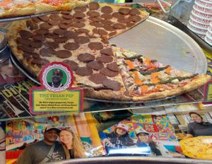 "The Vegan Pep" (plus a slice of "V is for Vegan") at Two Boots Pizza - UES in New York City