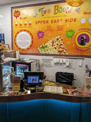 Front counter at Two Boots Pizza - UES in New York City